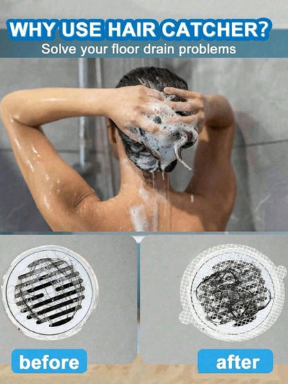 Disposable Shower Drain Hair Catcher Sticker, Waterproof Strong Adhesive, Universal Drain Filter Sticker With Pull Tab, Anti-Clogging Hair Collector, Suitable For Bathroom, Bathtub, Laundry Room Drain