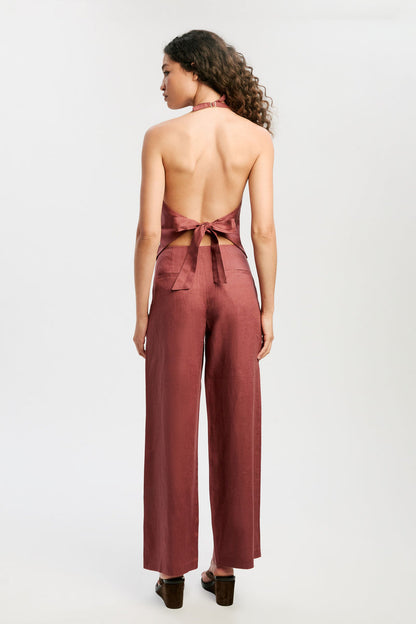 Domenica Linen Vest - Chestnut