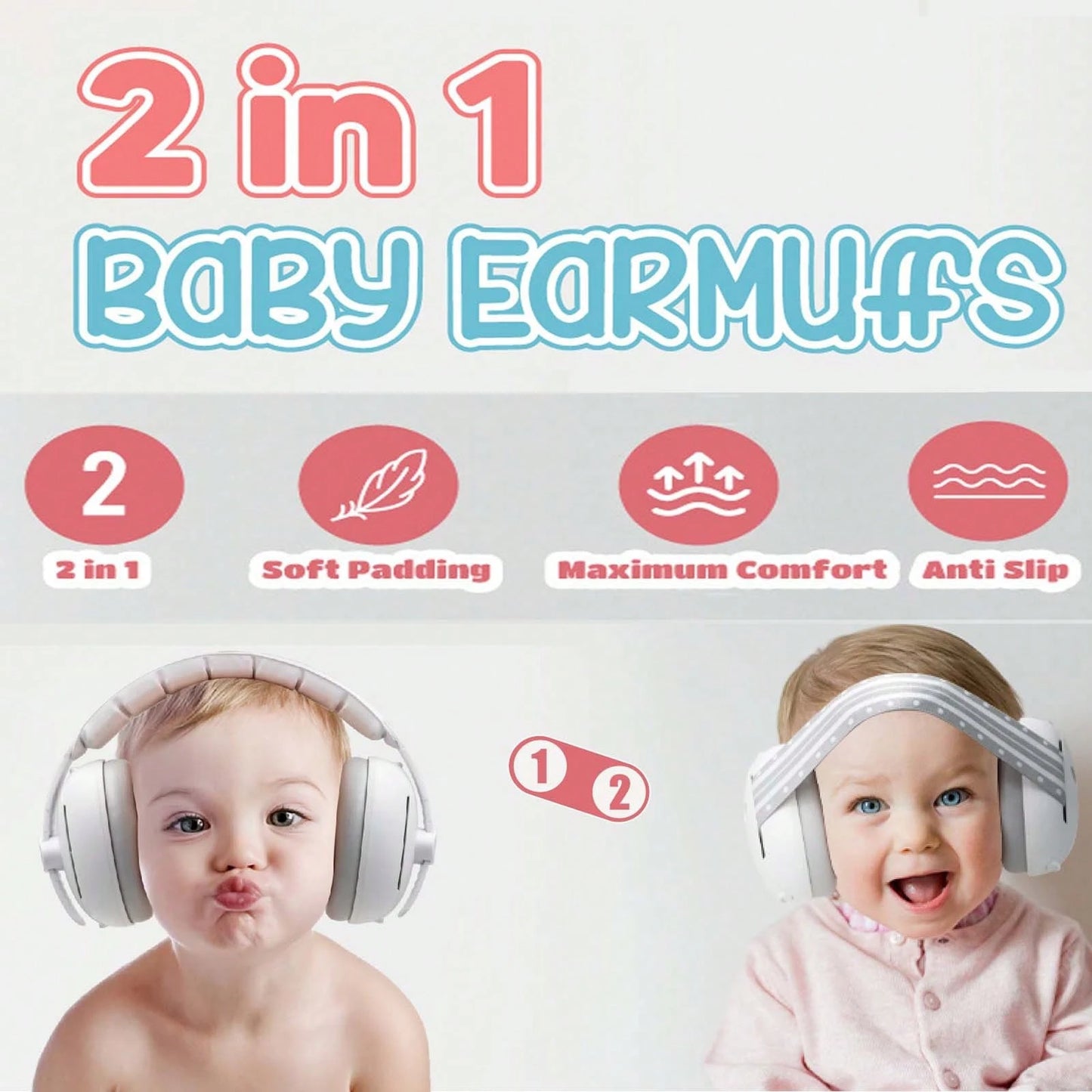 Ear Defenders For Baby Earmuffs For Hearing Protection Noise-Canceling Ear Protection For Babies 0-48 Months Adjustable Airline Travel Essentials
