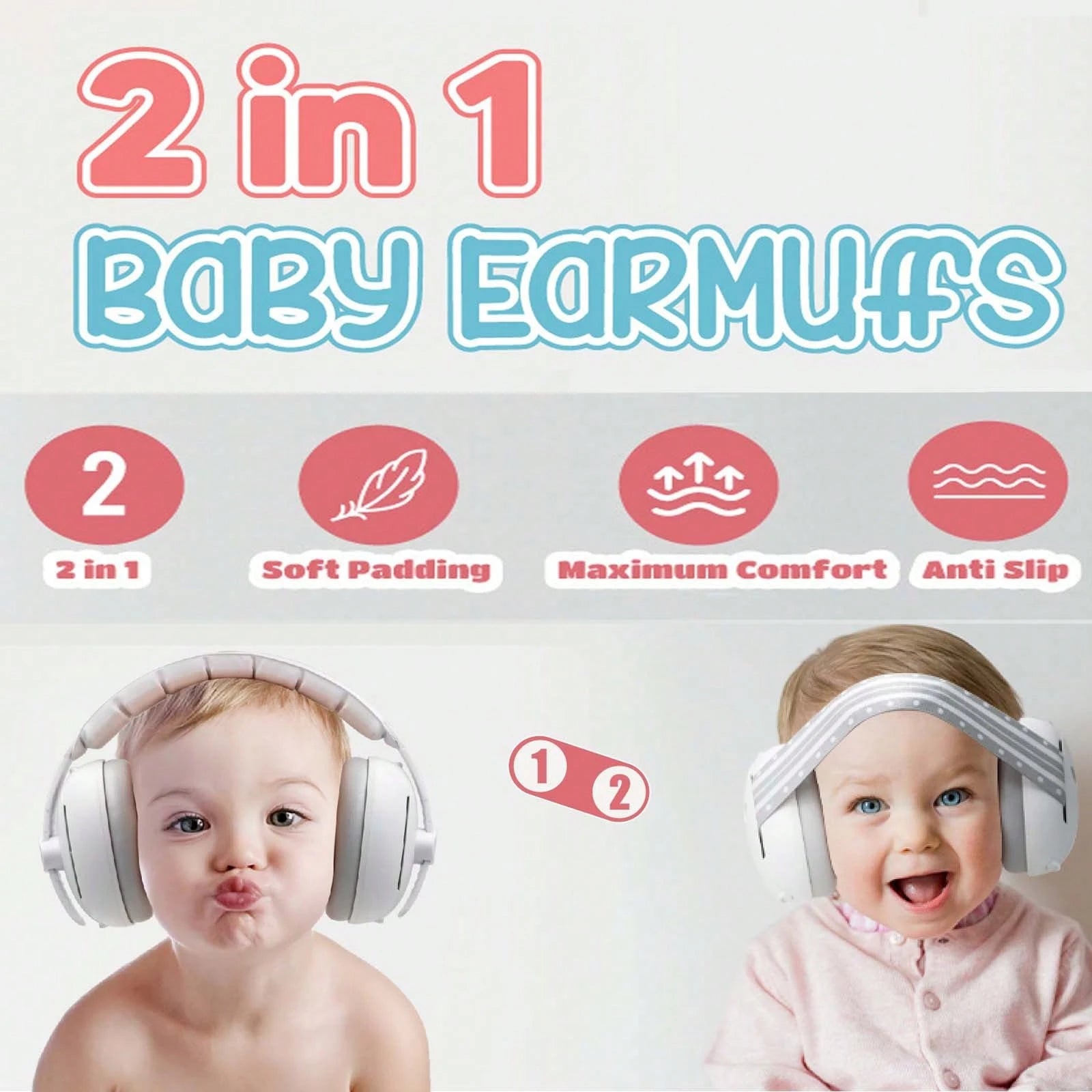 Ear Defenders For Baby Earmuffs For Hearing Protection Noise-Canceling Ear Protection For Babies 0-48 Months Adjustable Airline Travel Essentials