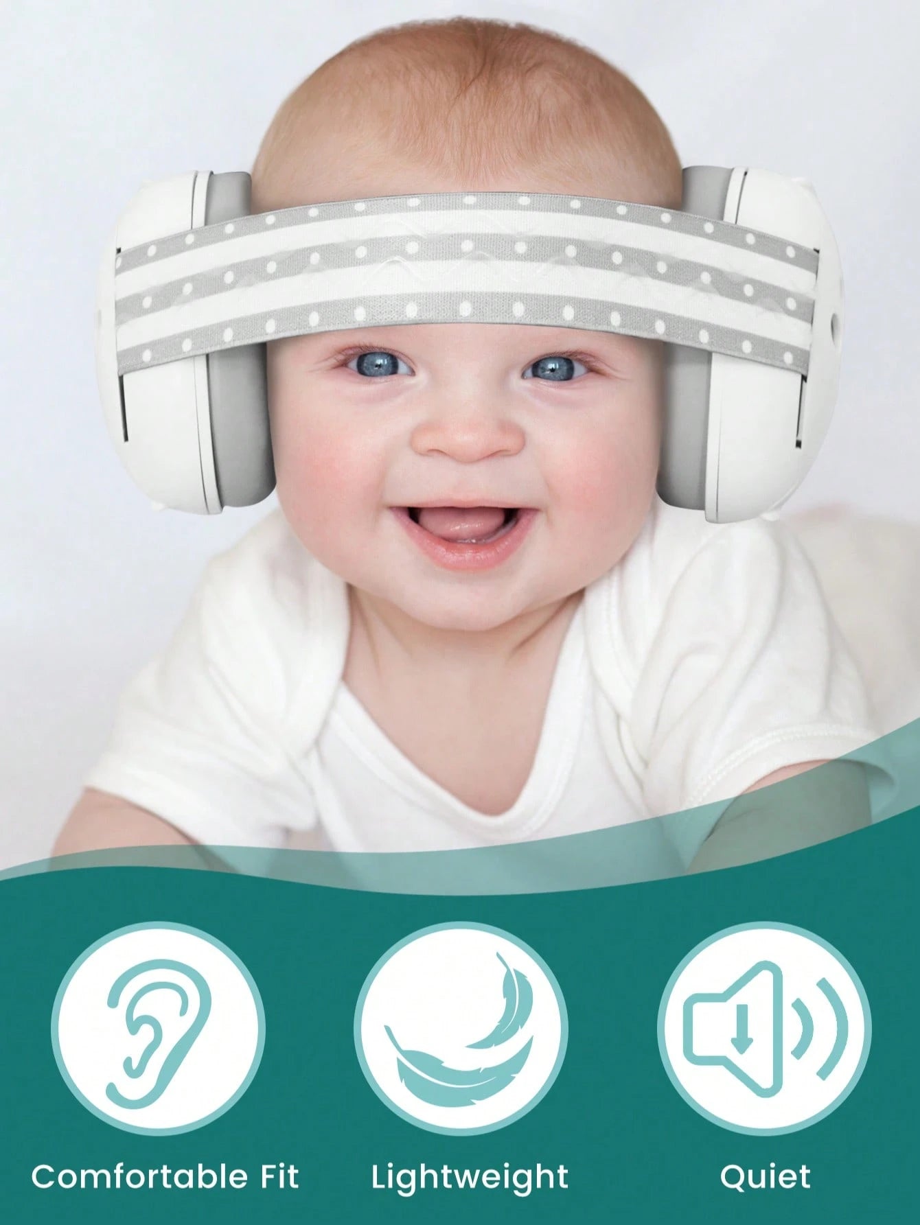 Ear Muffs For Infants With Elastic Headband, Baby Earmuffs Ideal For Flights, Baby Ear Noise Reduction Earmuffs