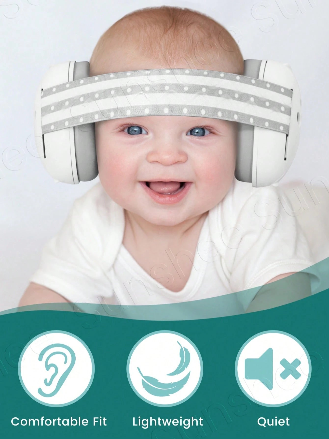 Ear Muffs For Infants With Elastic Headband, Baby Earmuffs Ideal For Flights, Baby Ear Noise Reduction Earmuffs- Baby Headphones Against Hearing Damage & Improves Sleep