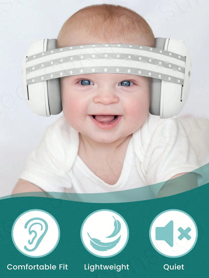 Ear Muffs For Infants With Elastic Headband, Baby Earmuffs Ideal For Flights, Baby Ear Noise Reduction Earmuffs- Baby Headphones Against Hearing Damage & Improves Sleep