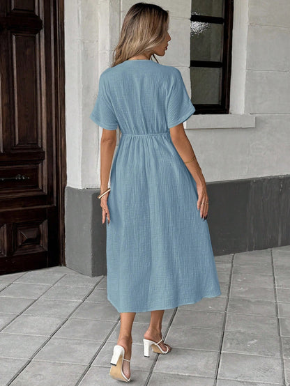Easowa Apricot Bowknot Casual Midi Dress For Women Baby Blue Dress,Sun Dresses For Women Work Summer Dresses,Shirt Dresses For Women