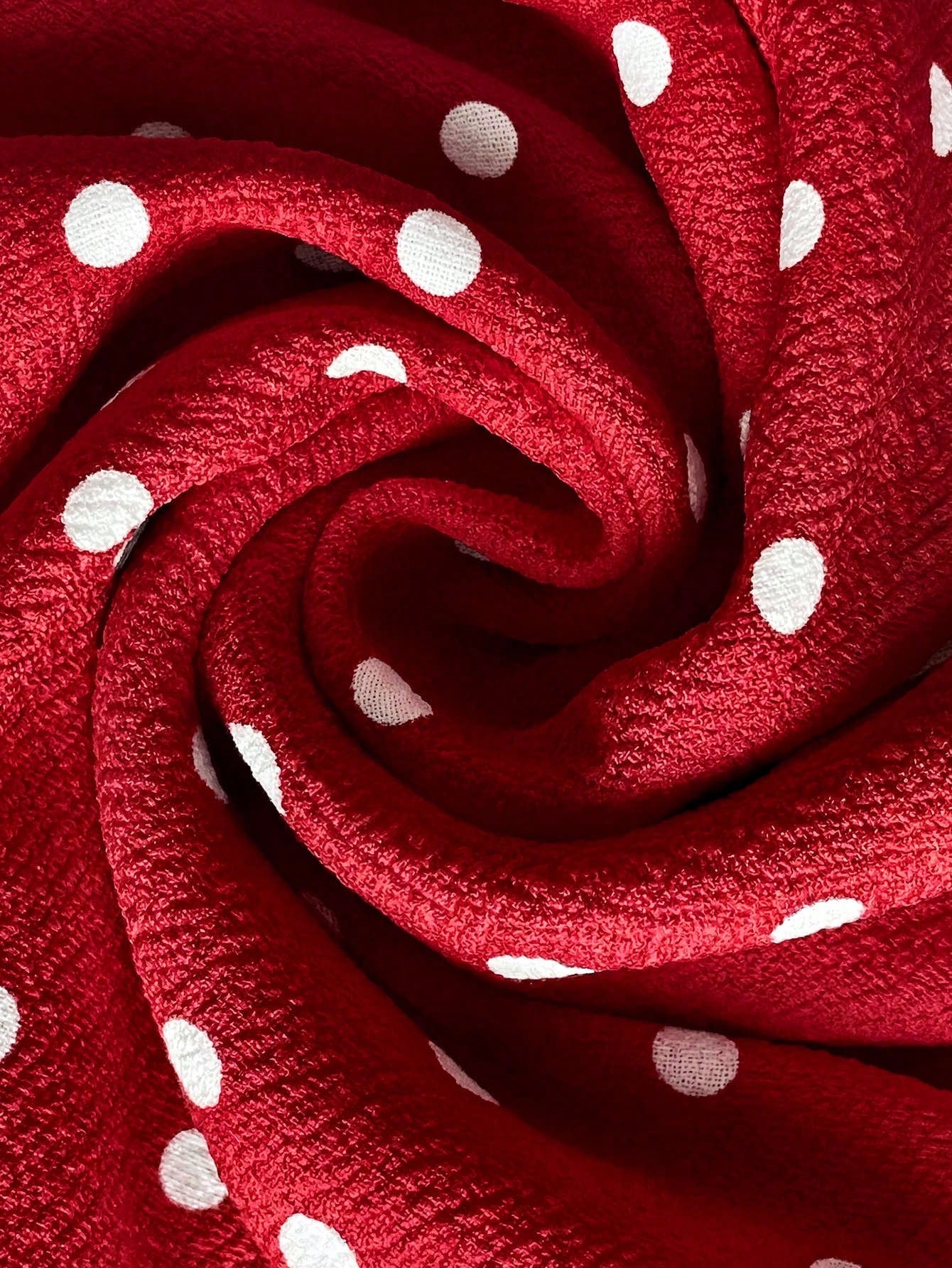 Easowa Women's Polka Dot Pleated Casual Elegant French Minimalist Midi Dress, Suitable For Party Date Night Brunch Date And Outing, Red And White Polka Dot