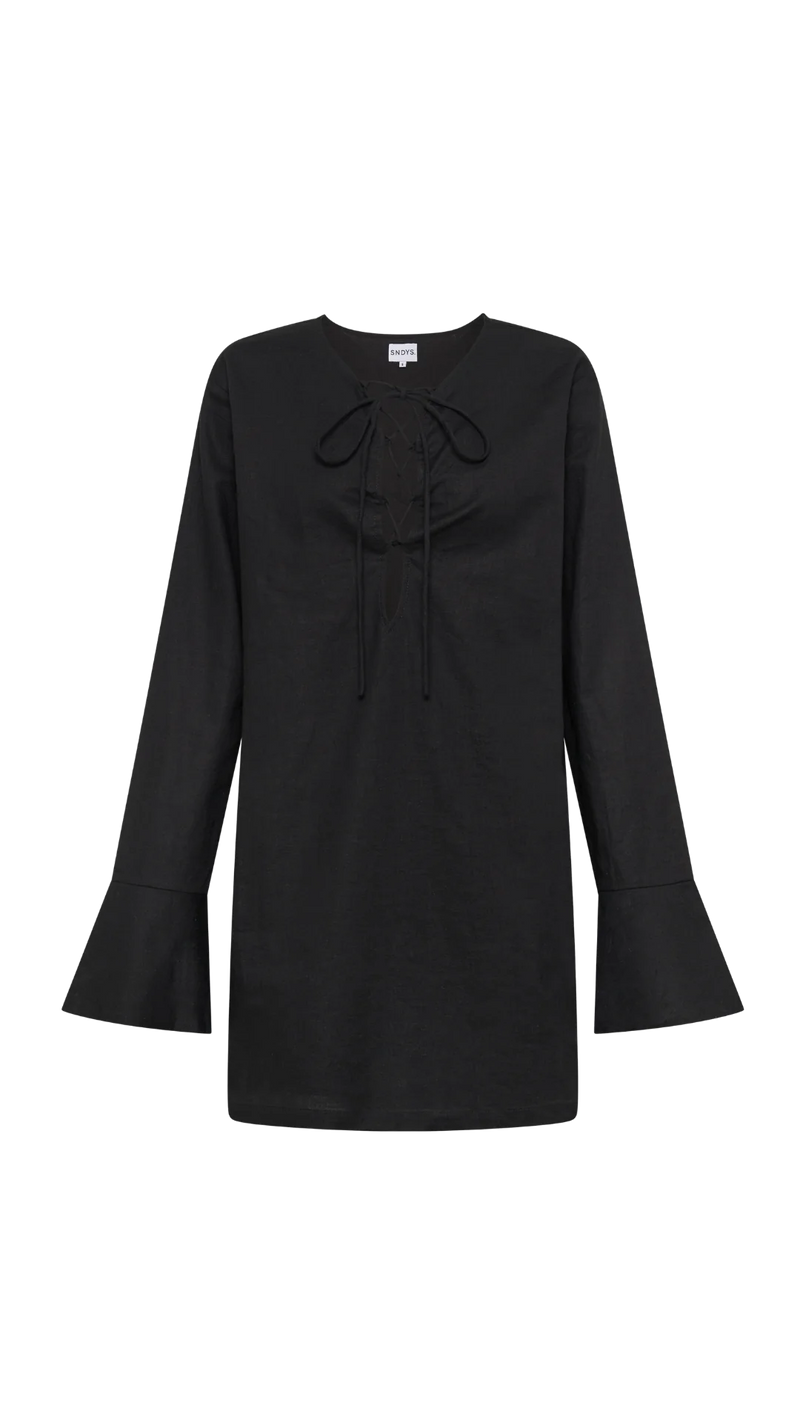 Elaine Lace Up Mini Dress - Black - SHOPJAUS - JAUS