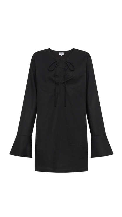 Elaine Lace Up Mini Dress - Black - SHOPJAUS - JAUS