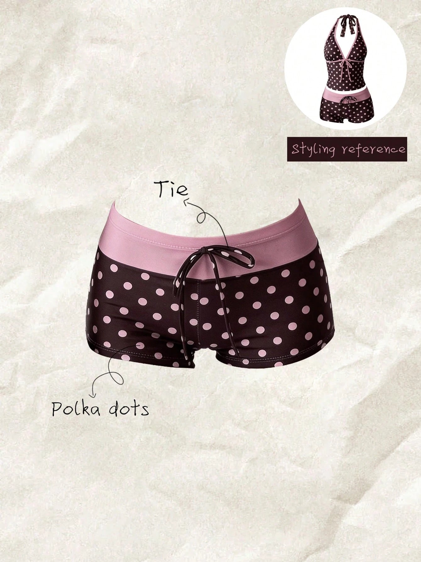 Elavelle Women Polka Dot High Waist Bikini Bottoms Short Geometric Swim Shorts Multicolor