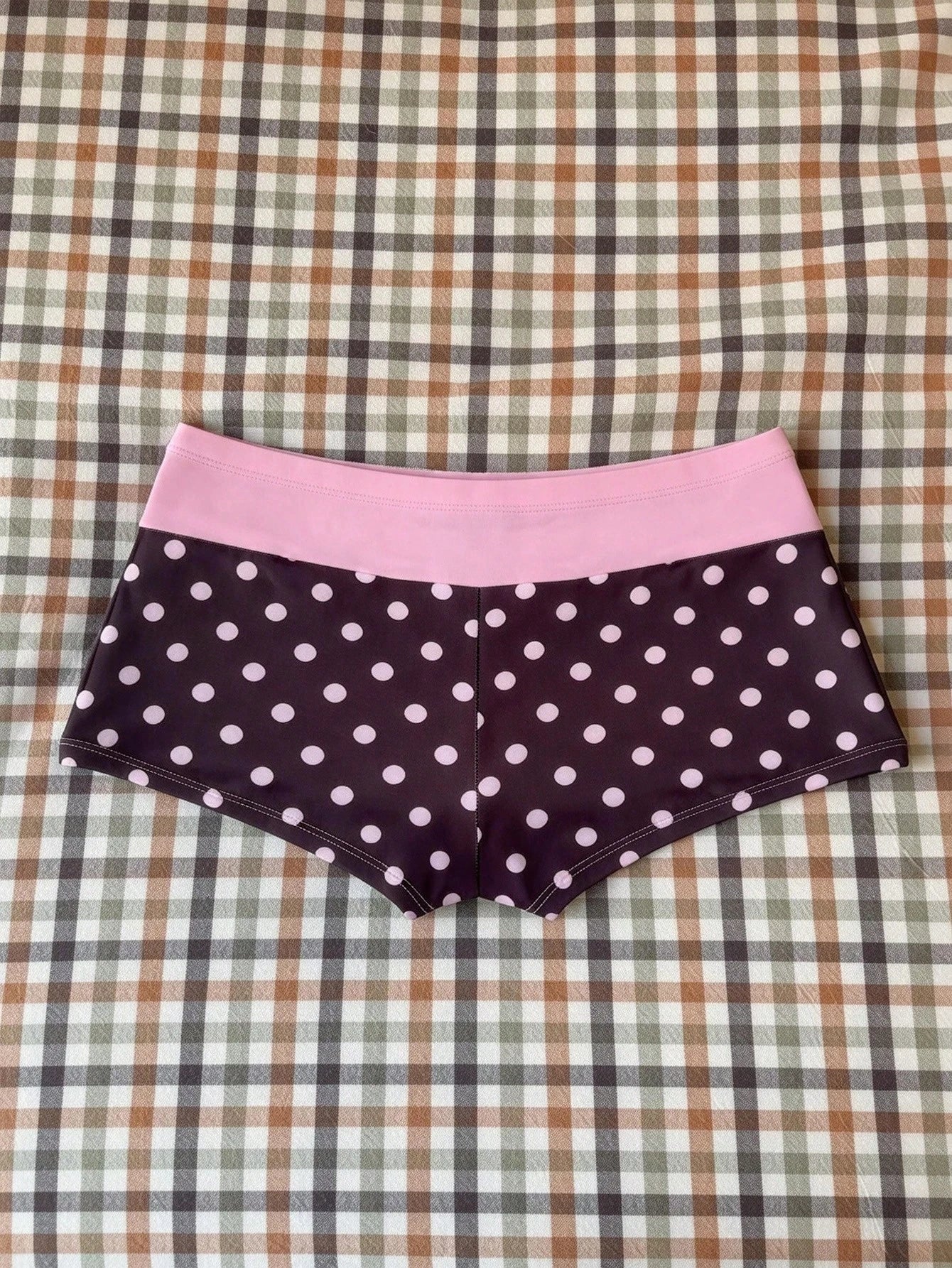 Elavelle Women Polka Dot High Waist Bikini Bottoms Short Geometric Swim Shorts Multicolor