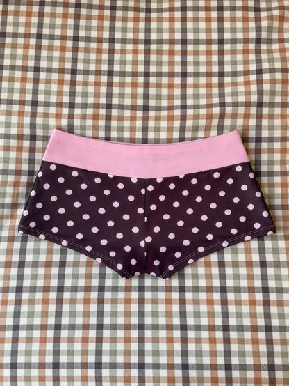 Elavelle Women Polka Dot High Waist Bikini Bottoms Short Geometric Swim Shorts Multicolor
