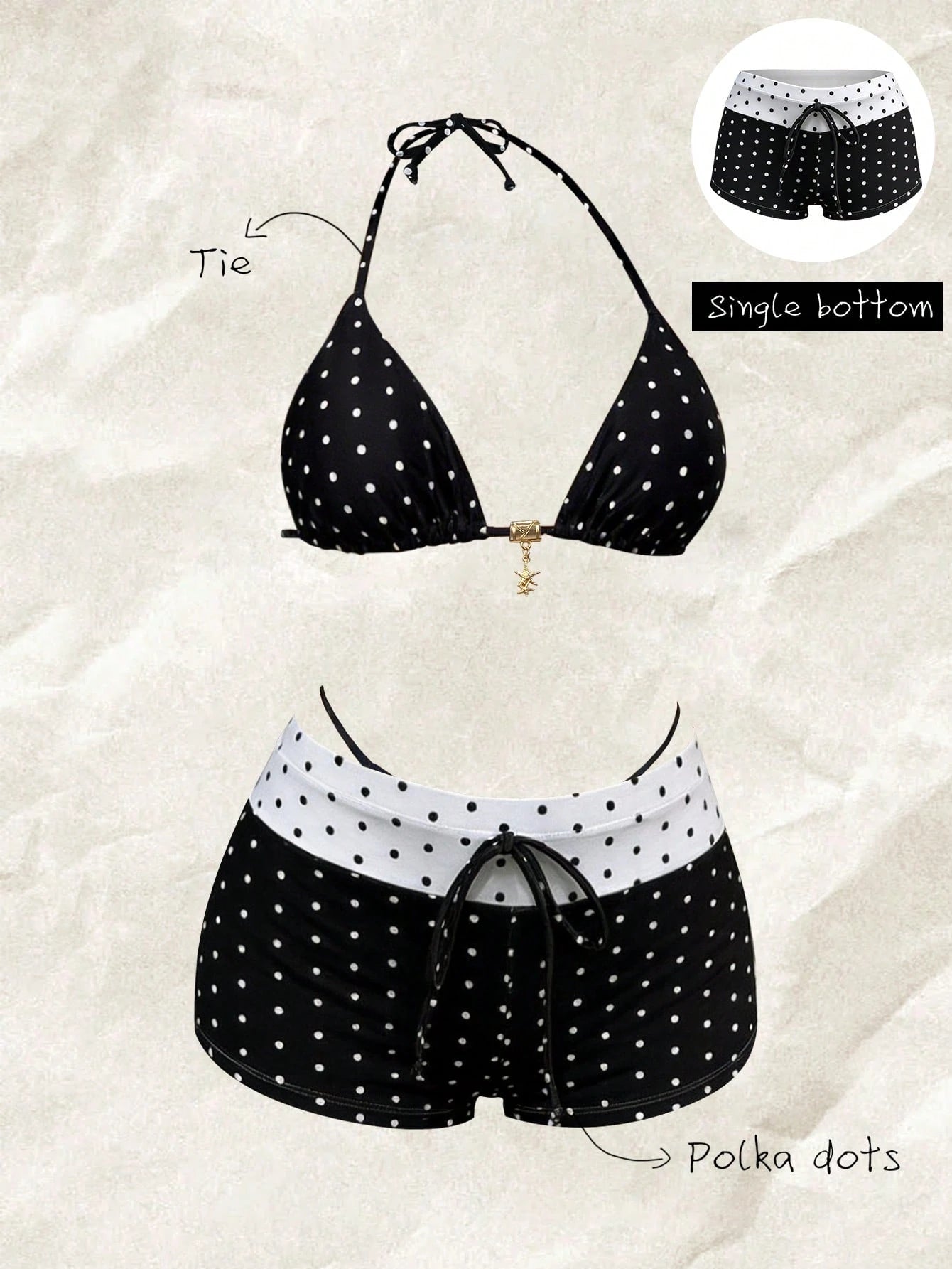Elavelle Women Polka Dot High Waist Bikini Bottoms Short Geometric Swim Shorts Multicolor