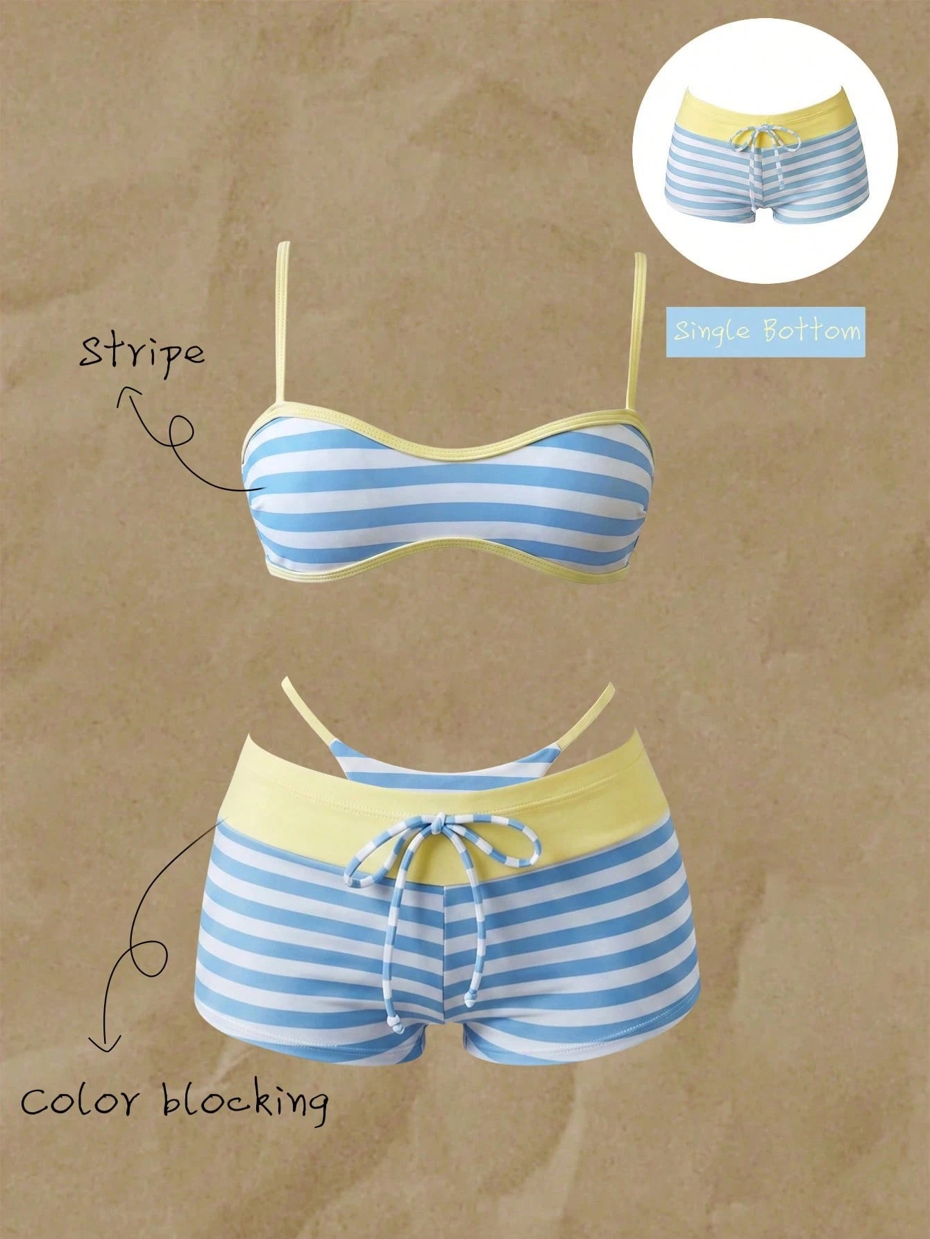 Elavelle Women's High Waist Bowknot Printed Bikini Bottom, Spring/Summer