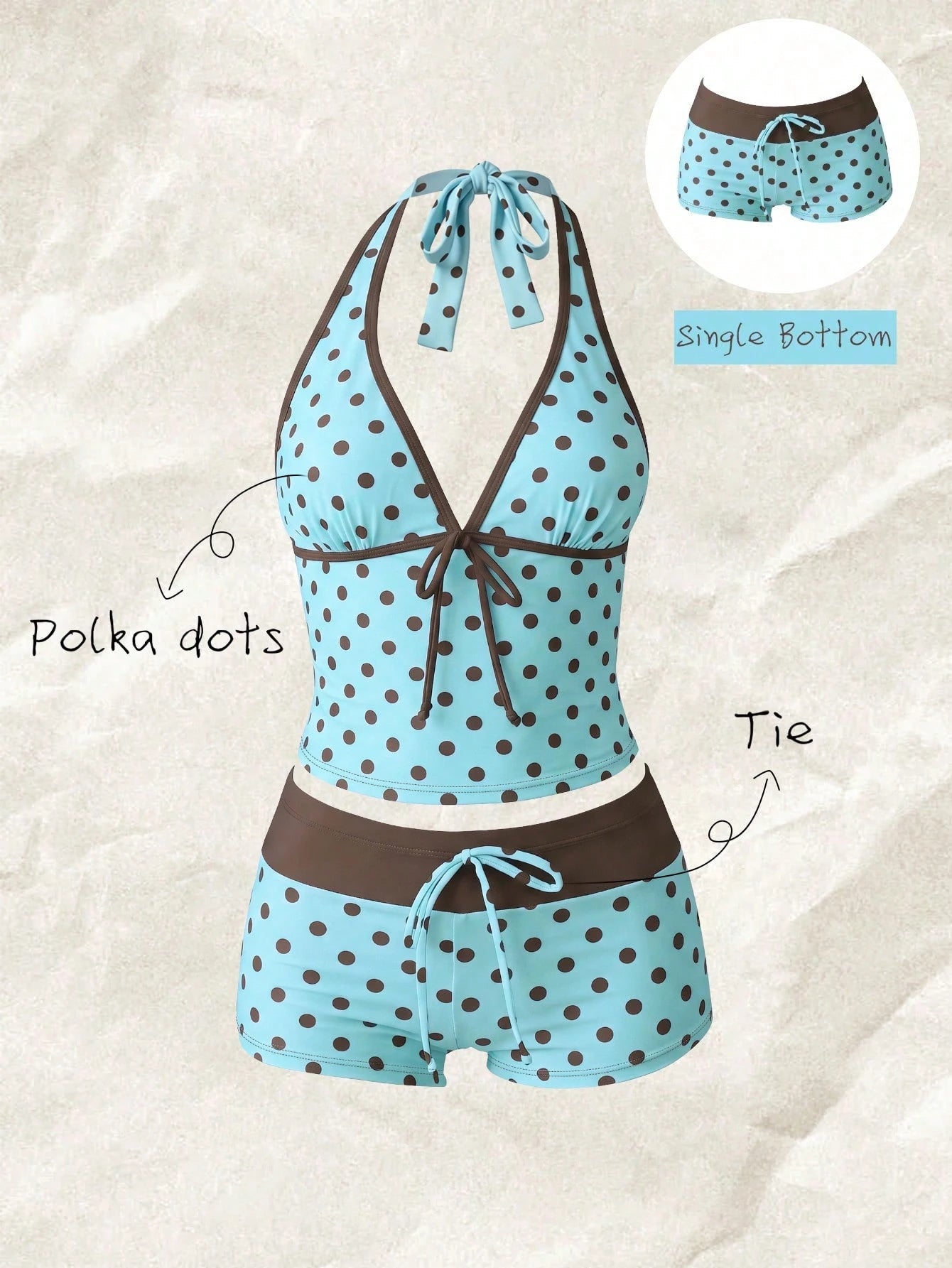 Elavelle Women's Spring/Summer Random Print High Waist Bow Bikini Bottoms