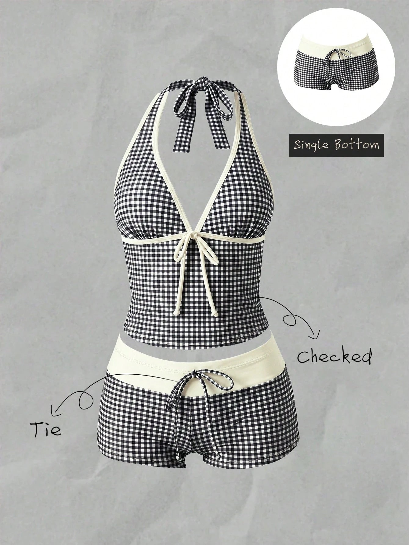 Elavelle Women's Spring/Summer Random Print High Waist Bow Bikini Bottoms