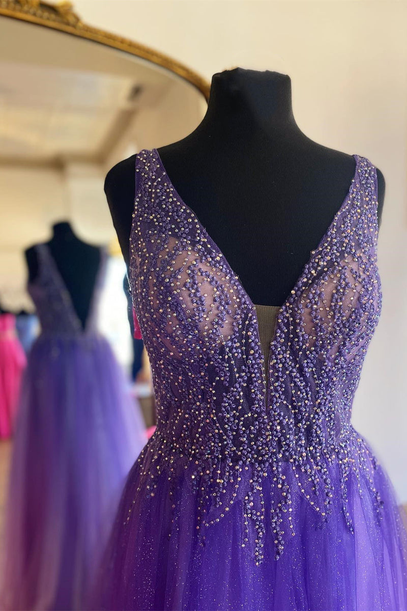 Elegant A-line Beaded Long Formal Dress