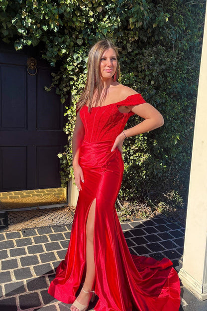 Elegant Champagne Off the Shoulder Mermaid Long Prom Dress