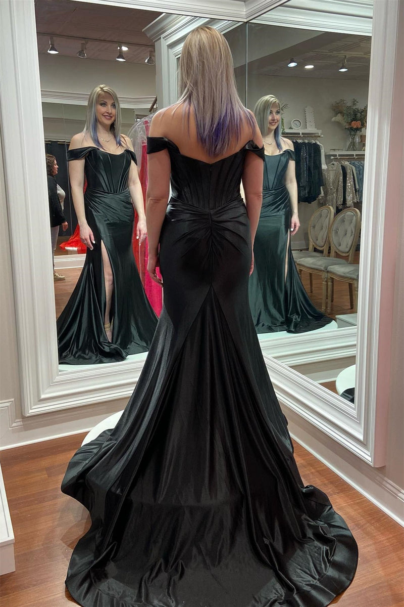 Elegant Champagne Off the Shoulder Mermaid Long Prom Dress