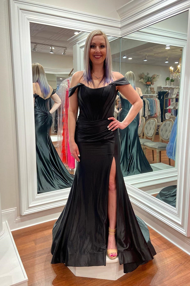 Elegant Champagne Off the Shoulder Mermaid Long Prom Dress