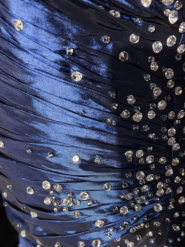 Elegant Mermaid Blue Prom Dresses Long Evening Dress Beaded Party Gown,AST2096