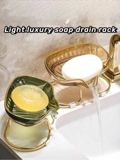 Elegant Waterless Soap Dish Tray, Gold Rimmed, Nordic Style, Suitable For Bathroom And Kitchen, Decor For Kitchen, Bathroom And Vanity, Home Decor For Autumn, Back To School