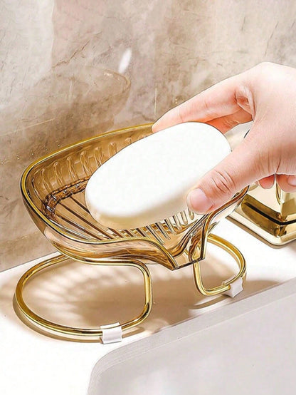 Elegant Waterless Soap Dish Tray, Gold Rimmed, Nordic Style, Suitable For Bathroom And Kitchen, Decor For Kitchen, Bathroom And Vanity, Home Decor For Autumn, Back To School