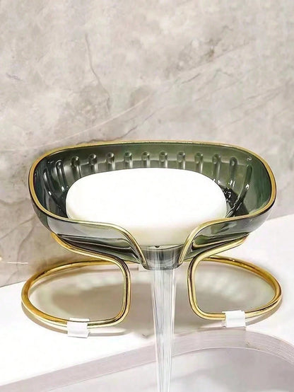 Elegant Waterless Soap Dish Tray, Gold Rimmed, Nordic Style, Suitable For Bathroom And Kitchen, Decor For Kitchen, Bathroom And Vanity, Home Decor For Autumn, Back To School