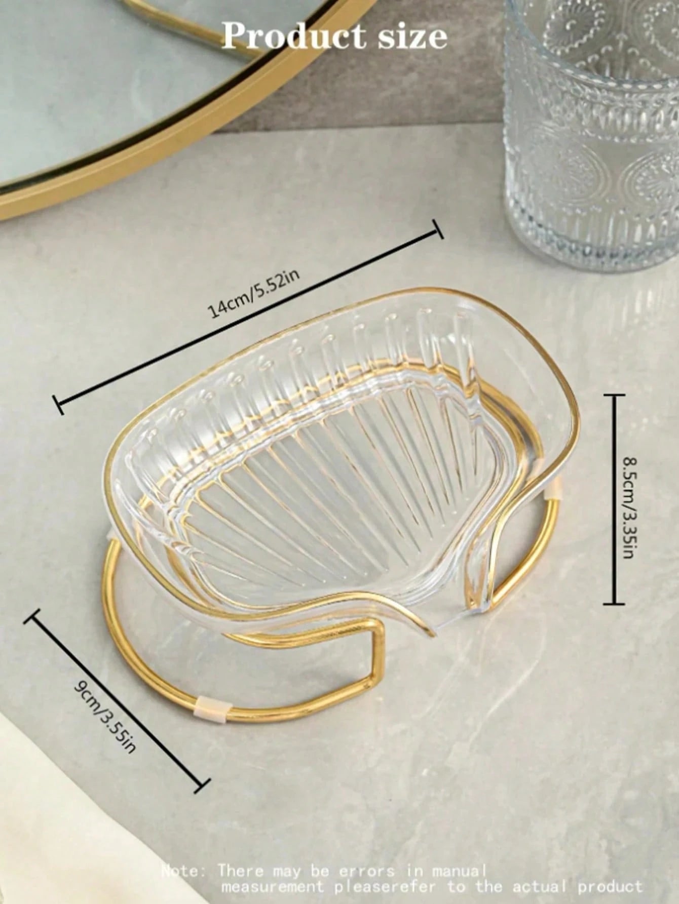 Elegant Waterless Soap Dish Tray, Gold Rimmed, Nordic Style, Suitable For Bathroom And Kitchen, Decor For Kitchen, Bathroom And Vanity, Home Decor For Autumn, Back To School