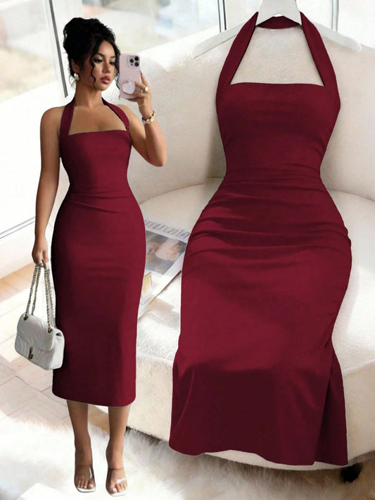 Elegant Women's Midi Dress, Suitable For Vacation, Daily Gatherings, Parties And Cocktail Events Summer