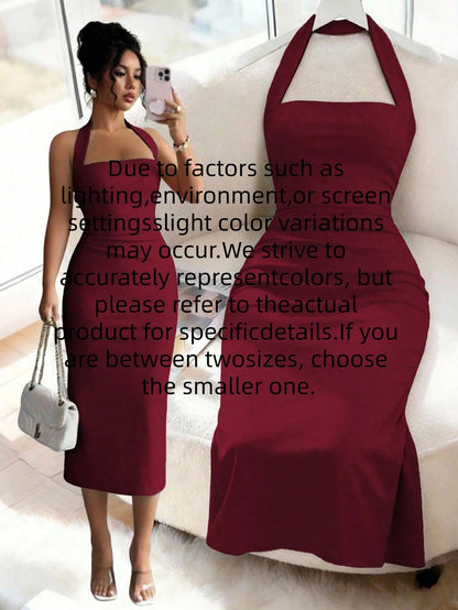 Elegant Women's Midi Dress, Suitable For Vacation, Daily Gatherings, Parties And Cocktail Events Summer