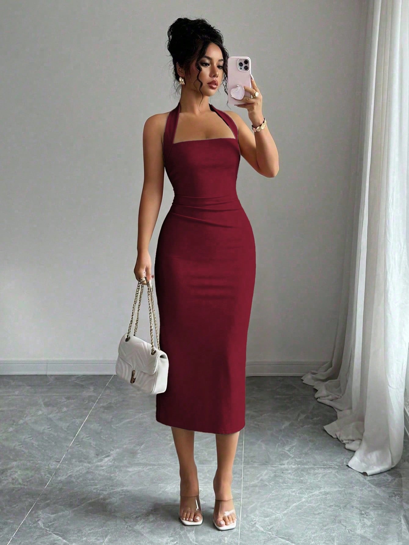 Elegant Women's Midi Dress, Suitable For Vacation, Daily Gatherings, Parties And Cocktail Events Summer