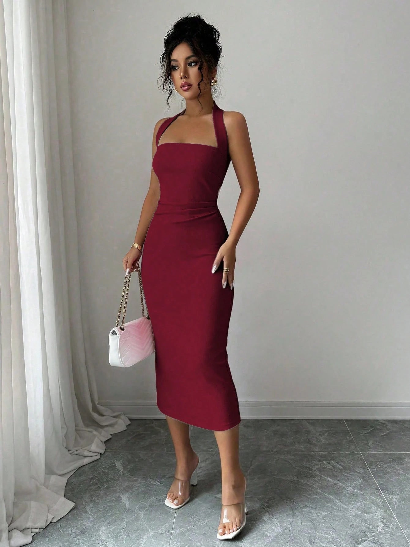Elegant Women's Midi Dress, Suitable For Vacation, Daily Gatherings, Parties And Cocktail Events Summer