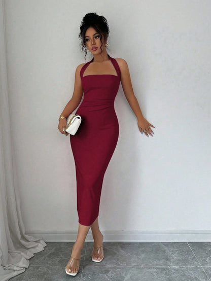 Elegant Women's Midi Dress, Suitable For Vacation, Daily Gatherings, Parties And Cocktail Events Summer