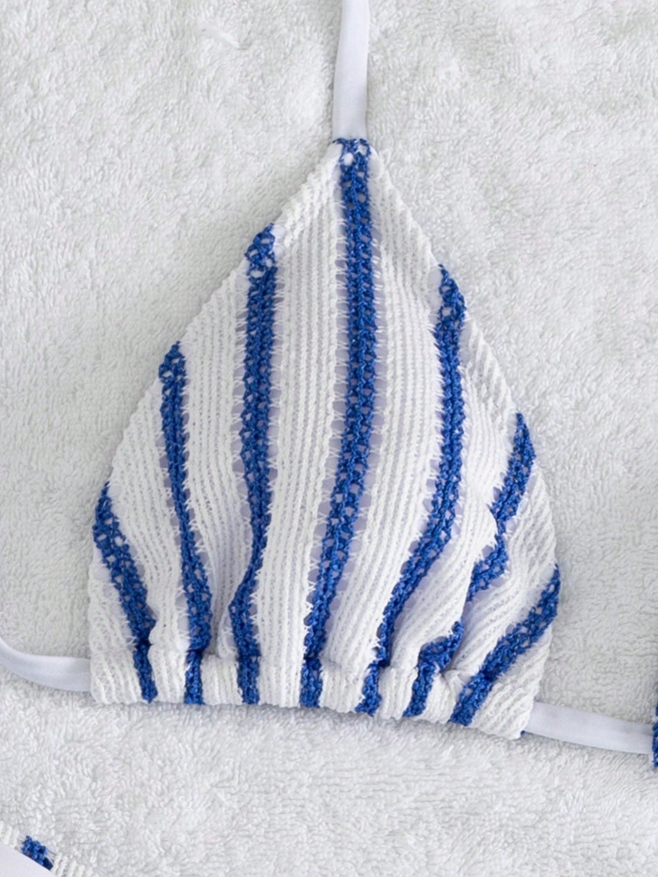Elegant Women's Striped Knit Bikini Swimsuit Set Featuring Halter Neck Top And Matching Wide-Leg Pants, Perfect For Beach Holidays Vacation Summer