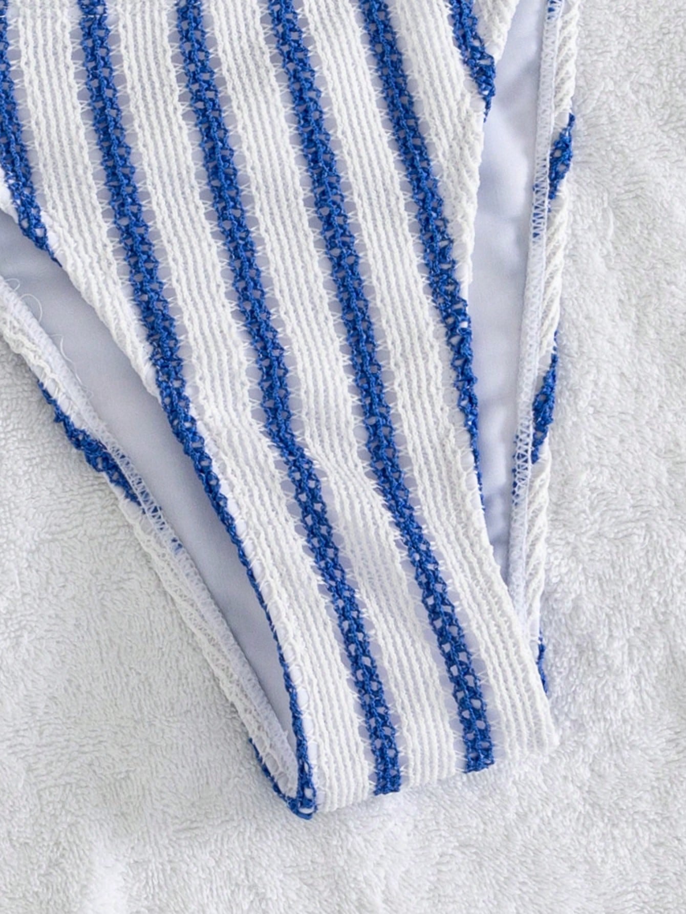 Elegant Women's Striped Knit Bikini Swimsuit Set Featuring Halter Neck Top And Matching Wide-Leg Pants, Perfect For Beach Holidays Vacation Summer
