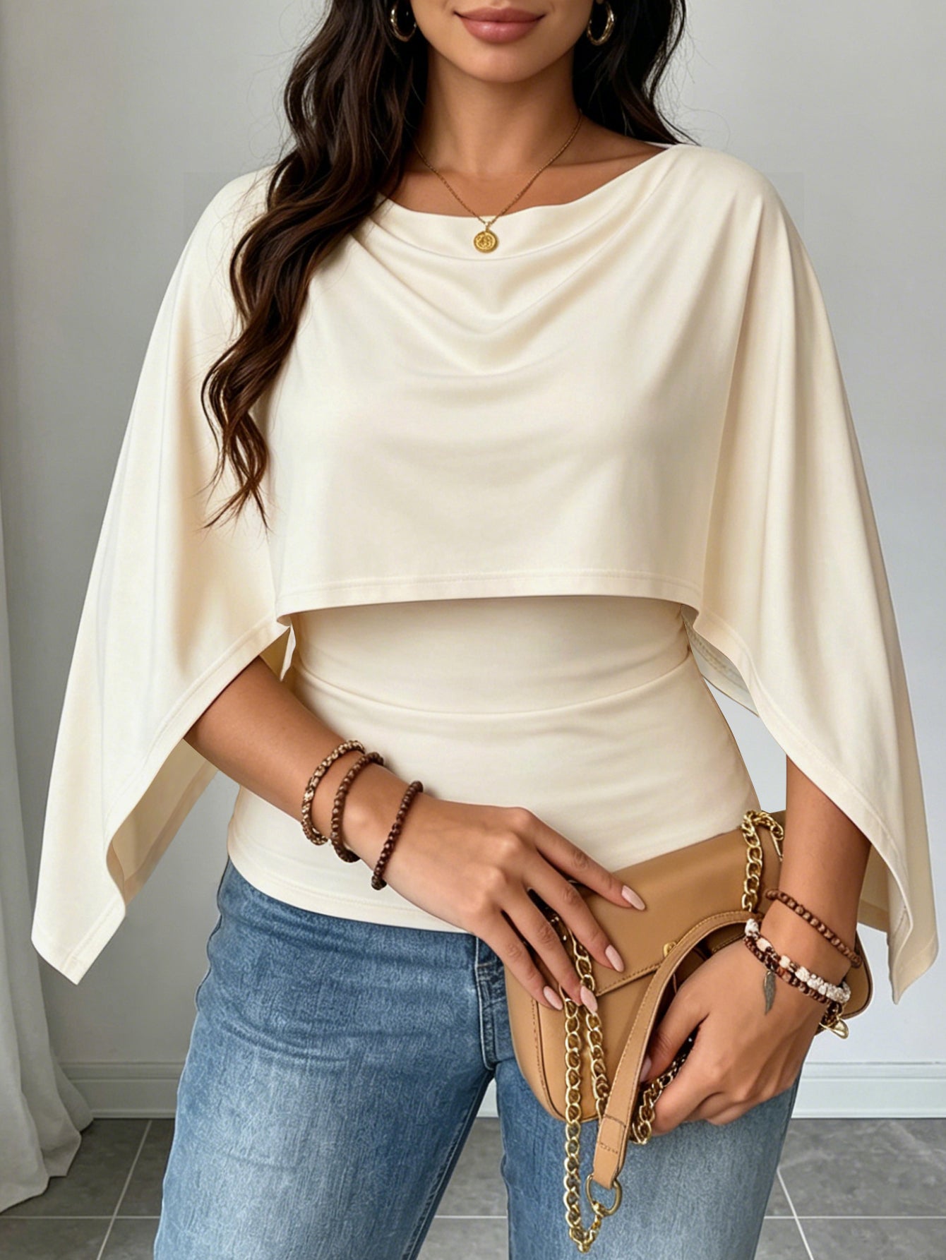 Elenzga Plus Size Elegant Luxury New Women Sleeveless Crew Neck Elastic Knit Top, Versatile Everyday Wear Crew Neck Elastic Knit Sweater T-Shirt