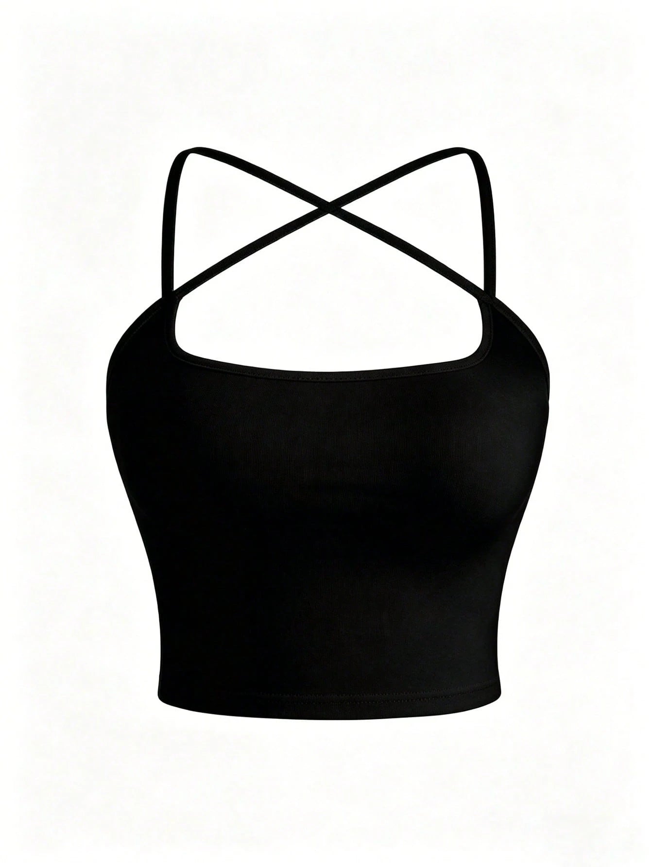 Elenzga Plus Size Women Solid Color Halter Neck Fitted Casual Top