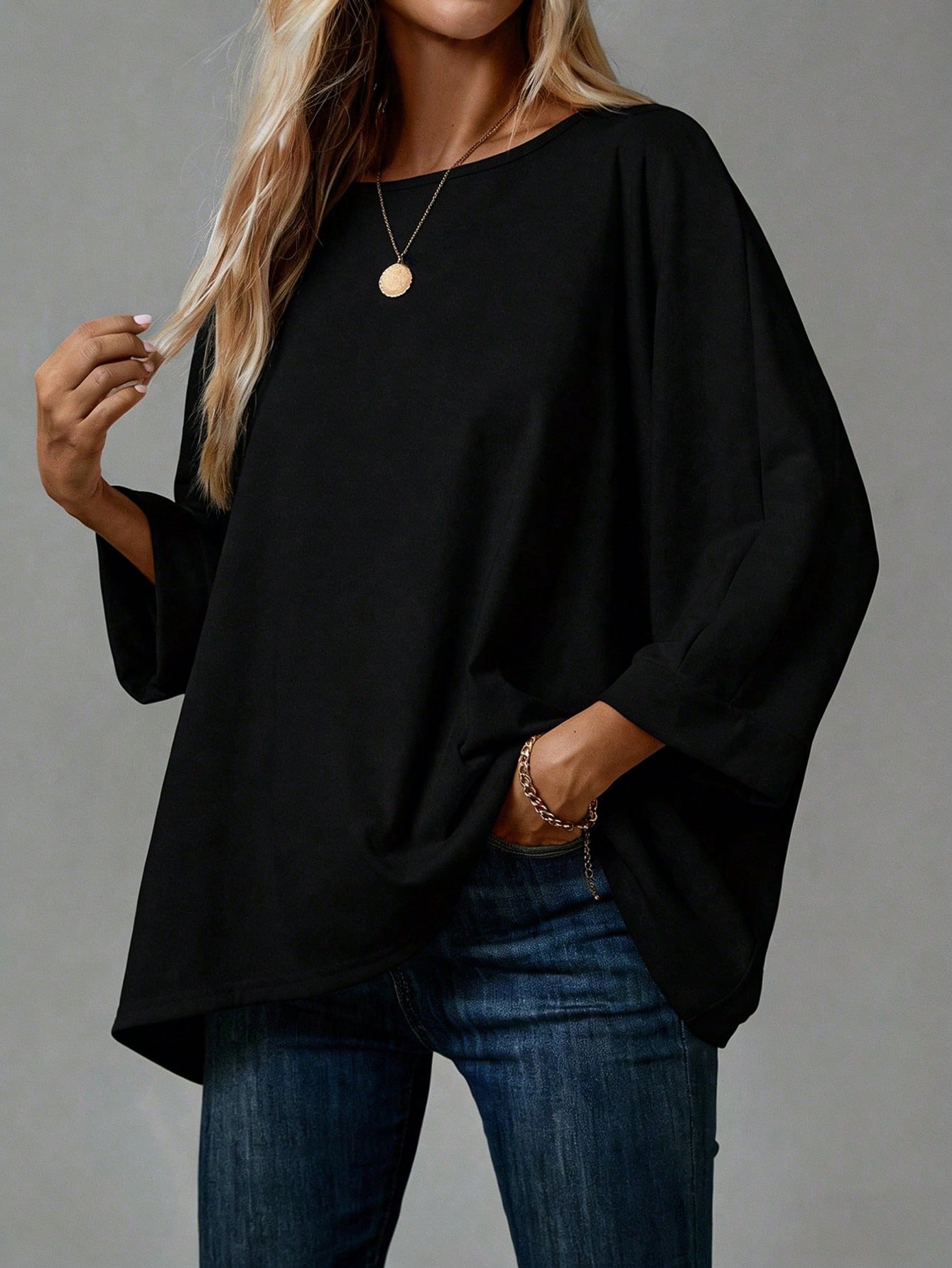 EMERY ROSE 2pcs Plus Size Casual T-Shirts Suitable For Summer, Leopard Print T-Shirt, Polka Dot Pattern Black T-Shirt, Vacation Leisure Fall