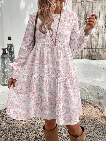 EMERY ROSE Casual Minimalist Cashew Flower Elegant Women's Mid-Length Dress, Autumn/Winter Boho Dress Women,Casual