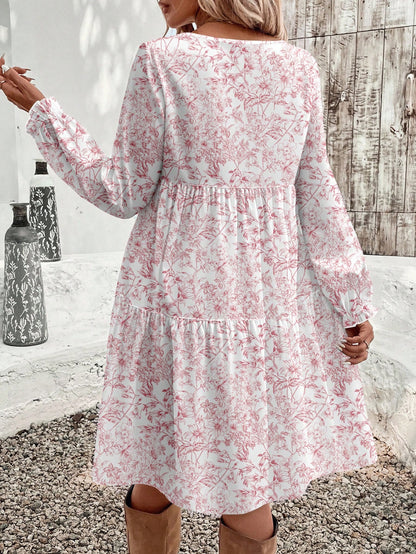 EMERY ROSE Casual Minimalist Cashew Flower Elegant Women's Mid-Length Dress, Autumn/Winter Boho Dress Women,Casual