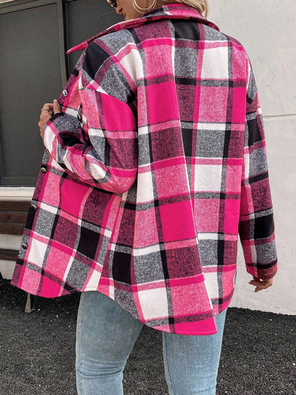 EMERY ROSE Christmas Women Plaid Thermal Lined Long Sleeve Jacket Fall Winter,Casual,Hiking Commuter Fashion Elegant Versatile Holiday Business Regular Outerwear