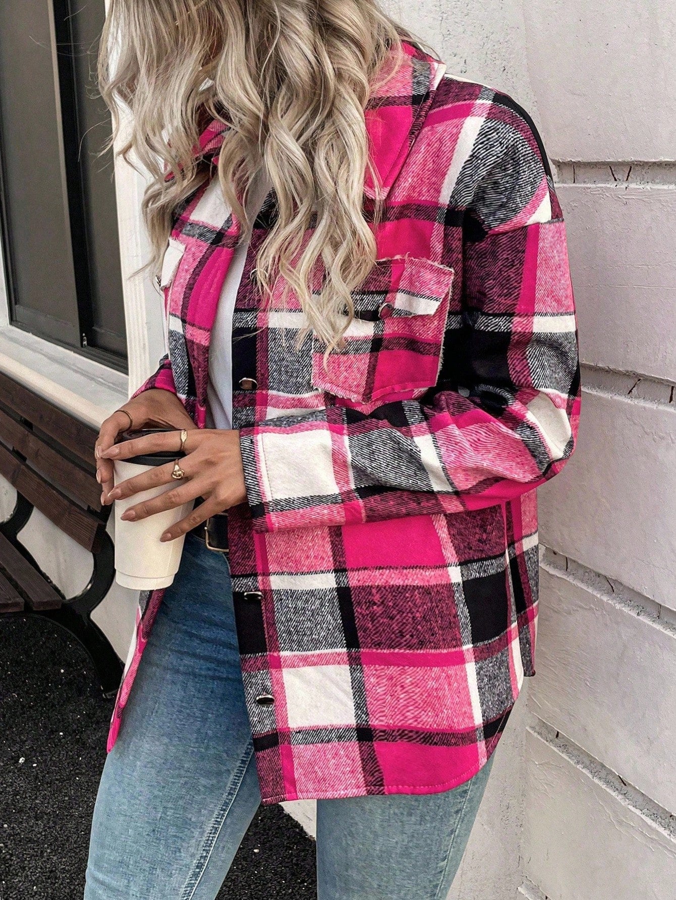 EMERY ROSE Christmas Women Plaid Thermal Lined Long Sleeve Jacket Fall Winter,Casual,Hiking Commuter Fashion Elegant Versatile Holiday Business Regular Outerwear