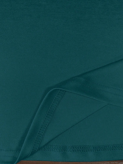 EMERY ROSE Deep Lake Green V-Neck Short Sleeve Plus Size T-Shirt, V-Neck Batwing Sleeve Design