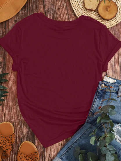 EMERY ROSE Floral Pattern&Wear Comfortably&Round Neck T-Shirt&Summer&Spring,Women's Clothing Graphic Tees Women Tops