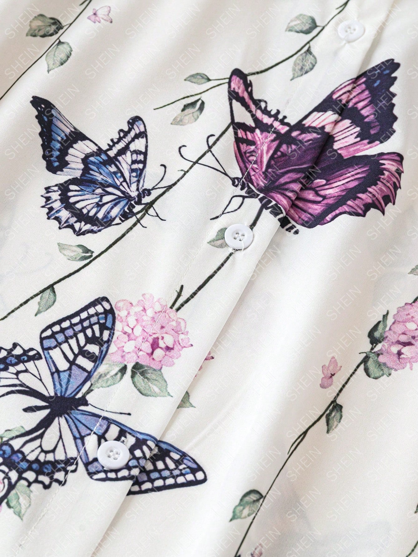 EMERY ROSE Plus Butterfly Print Drop Shoulder Shirt Fall