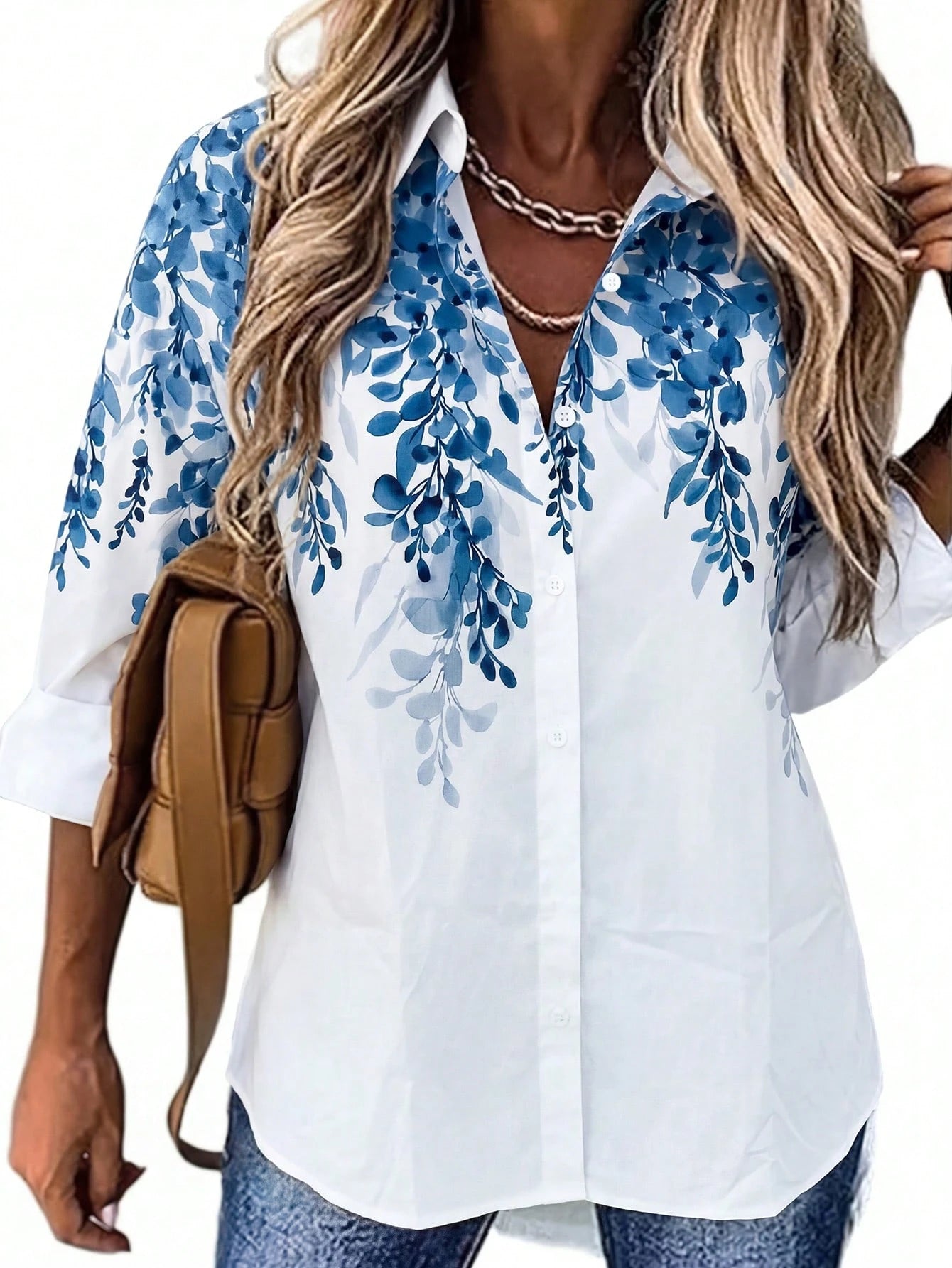 EMERY ROSE Plus Butterfly Print Drop Shoulder Shirt Fall
