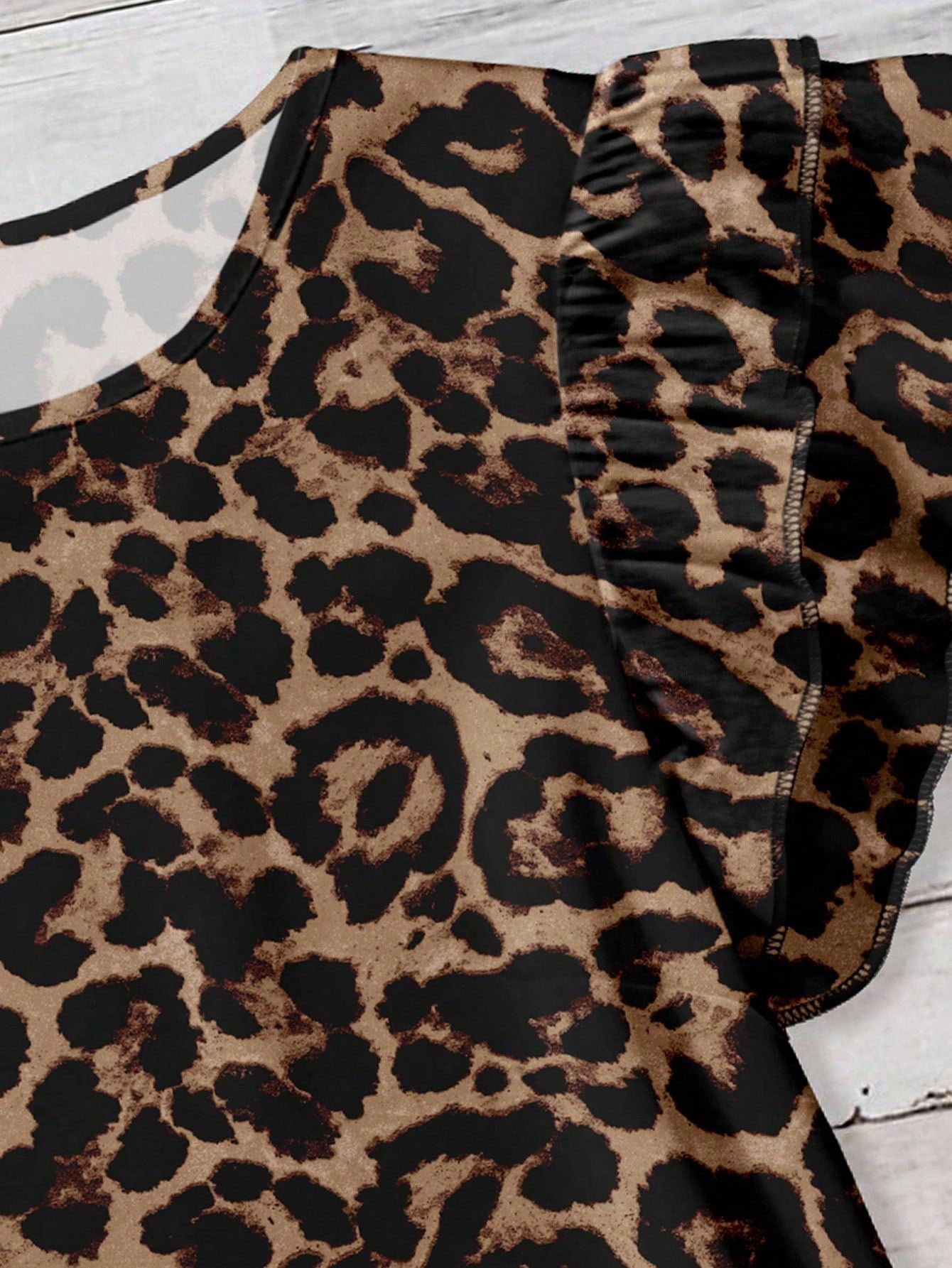EMERY ROSE Plus Size Country Music Festival Leopard Texture Print Shirt, Autumn Chic Blouses For Women,Summer/Spring