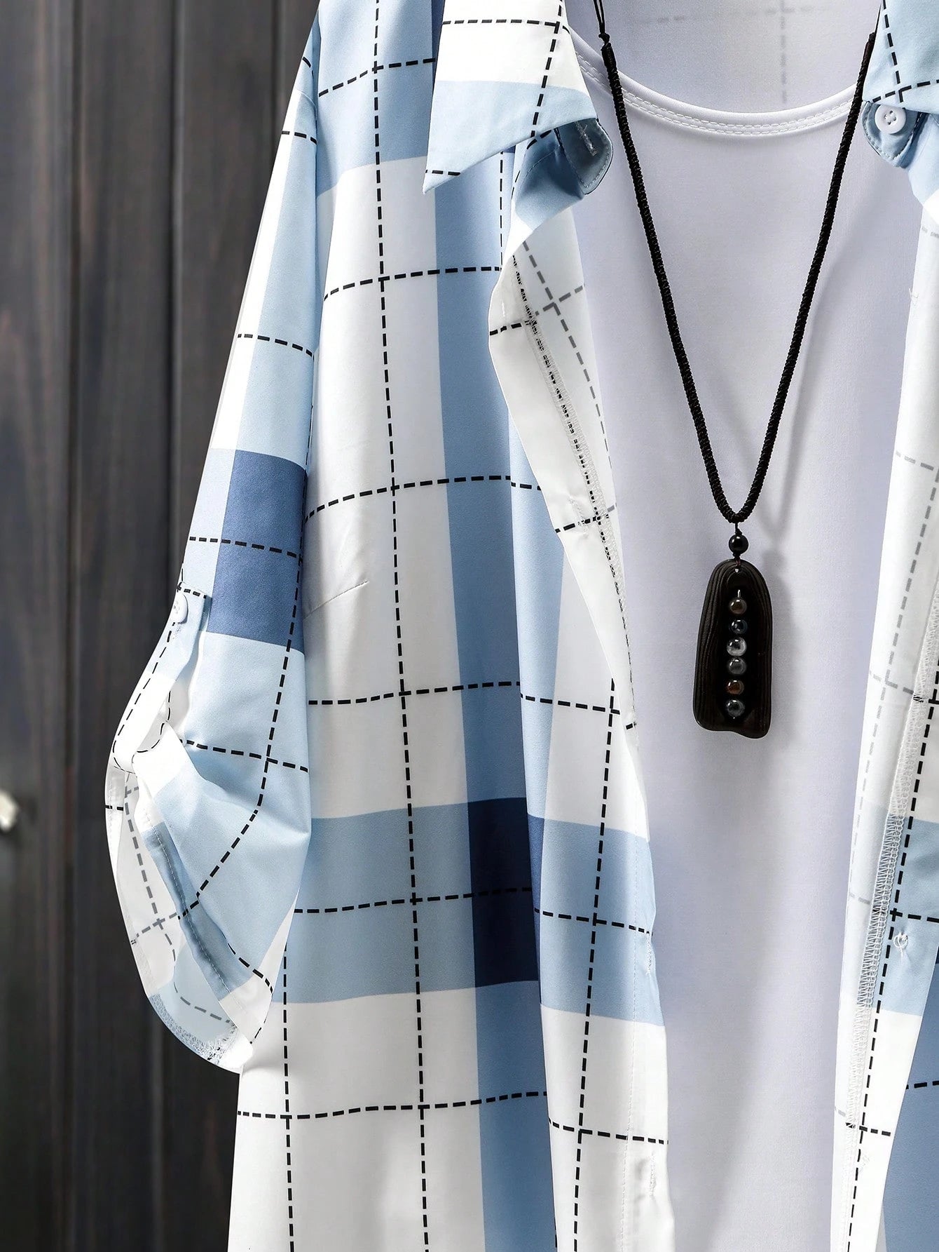 EMERY ROSE Plus Size Grid Pattern Minimalist Daily Jacket Winter Fall Autumn