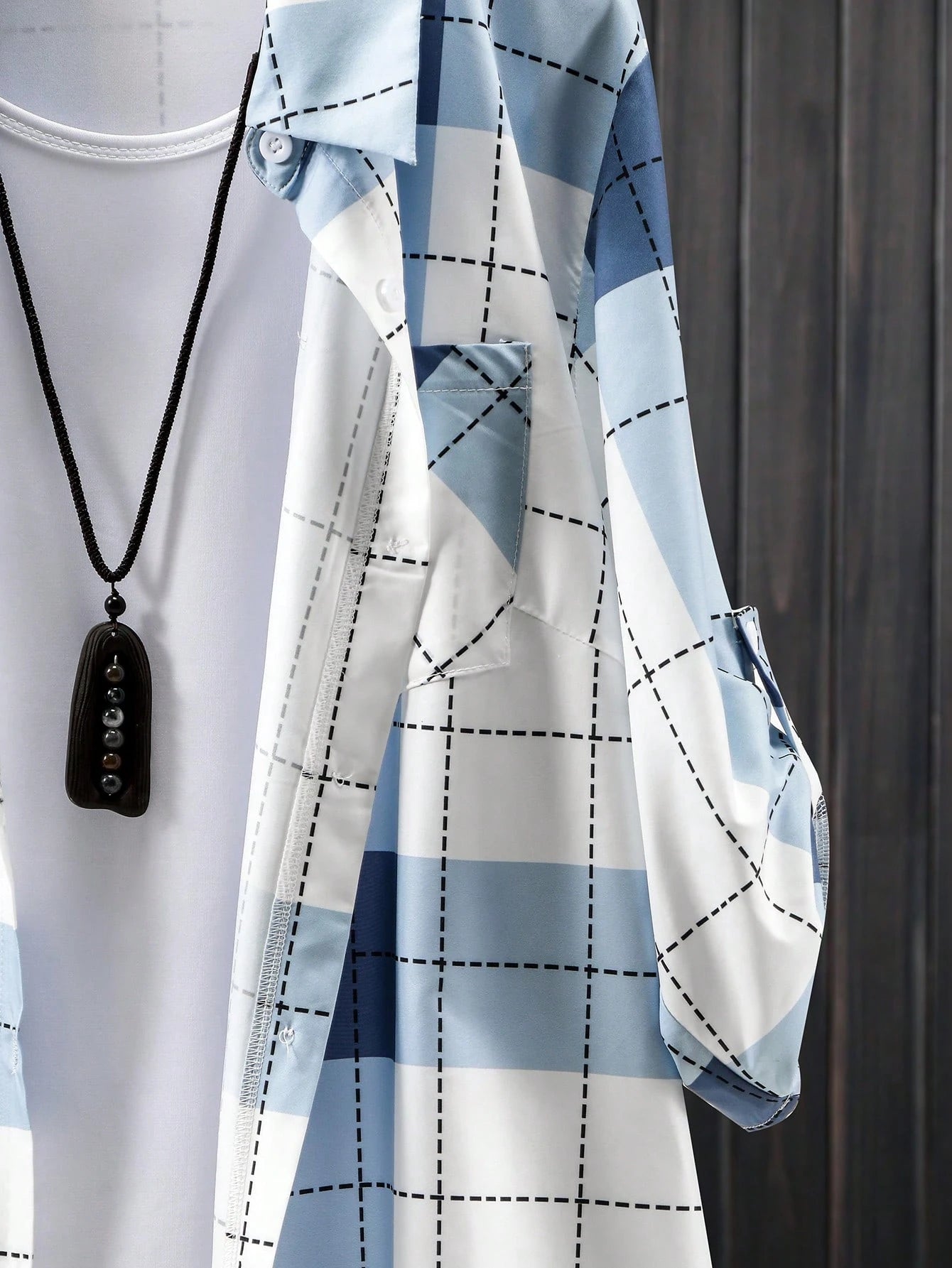 EMERY ROSE Plus Size Grid Pattern Minimalist Daily Jacket Winter Fall Autumn