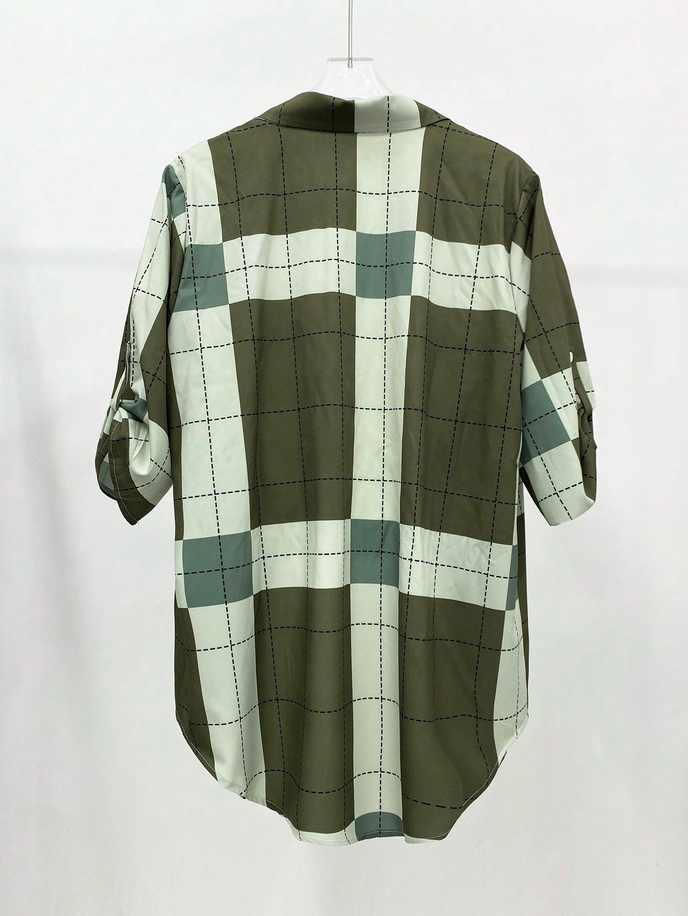 EMERY ROSE Plus Size Grid Pattern Minimalist Daily Jacket Winter Fall Autumn
