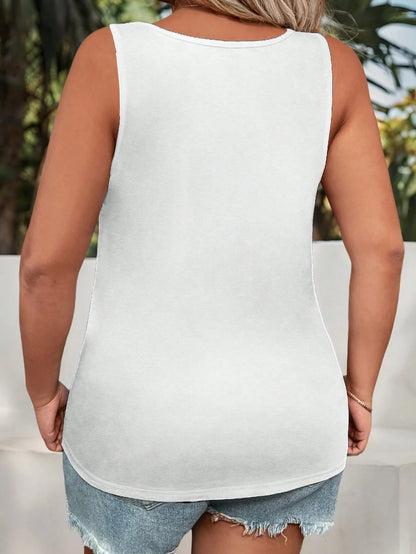 EMERY ROSE Plus Size Summer Casual Simple Solid Color Black Tank Top